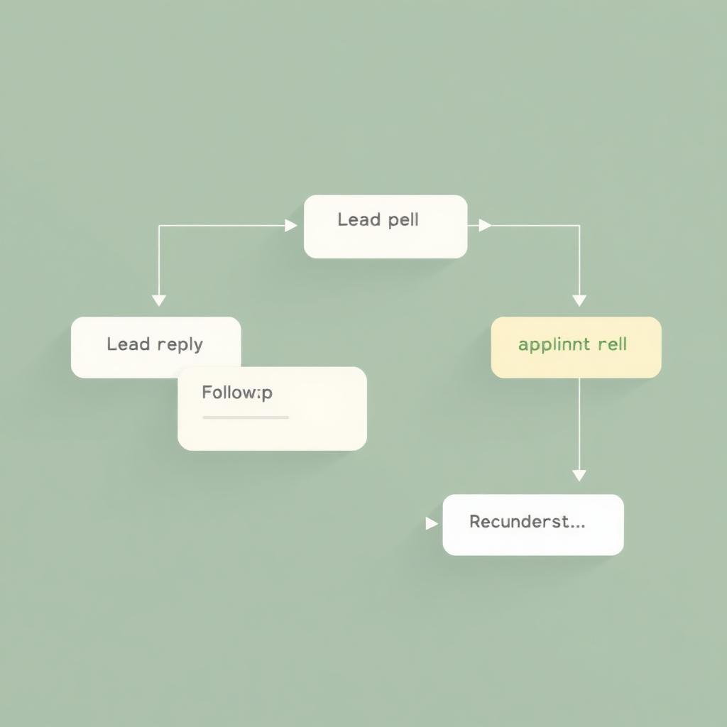 Editorial illustration of a CRM automation workflow with connected steps.