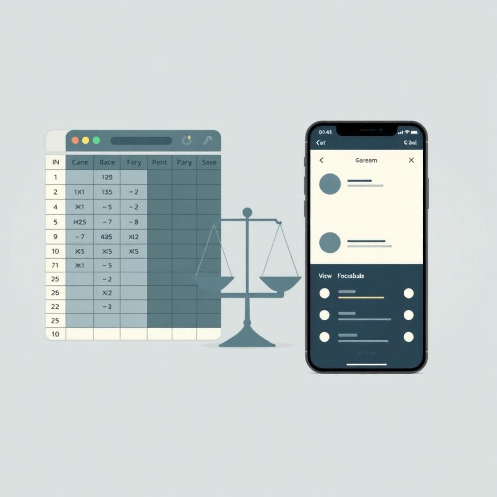 Illustration comparing a custom app with Airtable