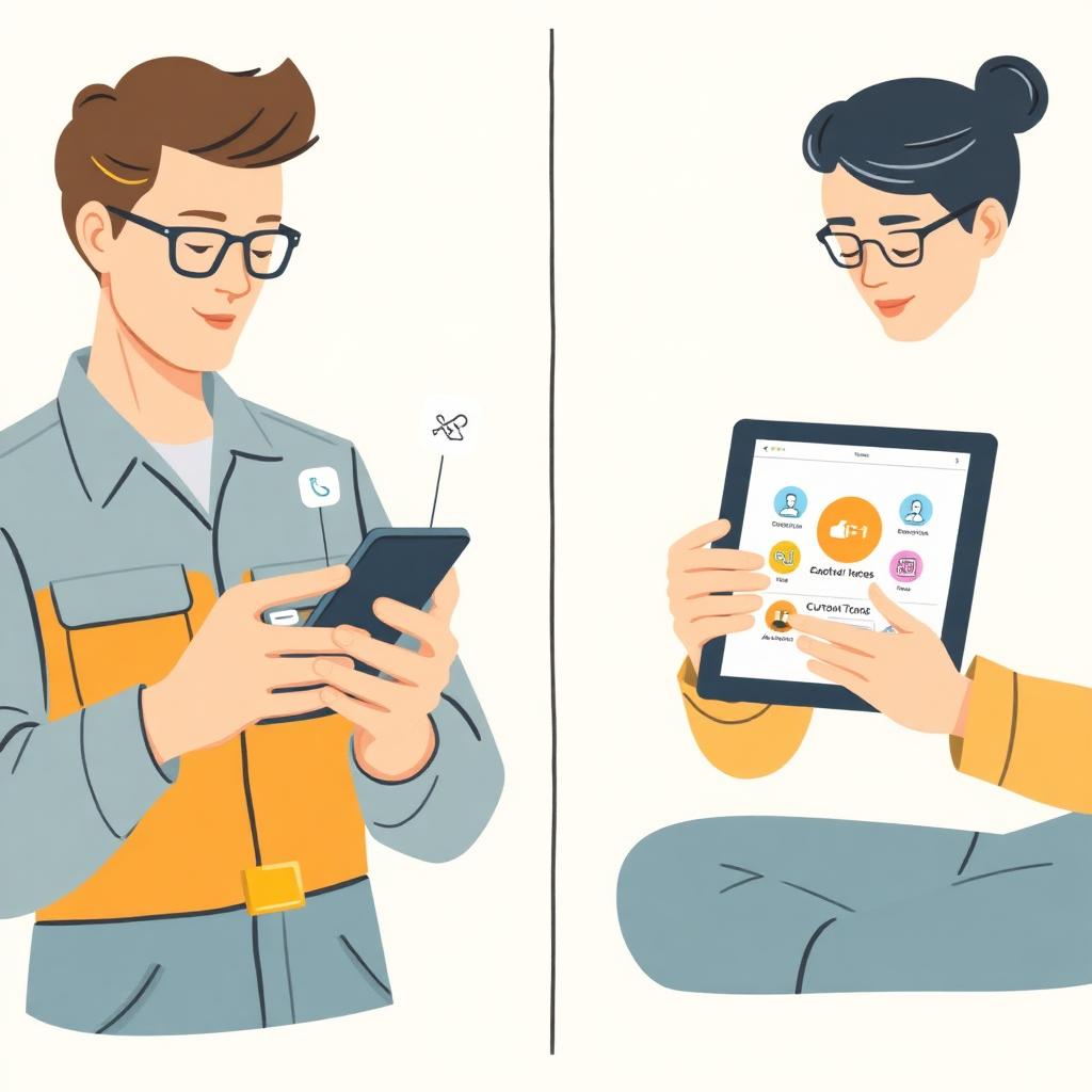 Illustration comparing a custom app with Housecall Pro
